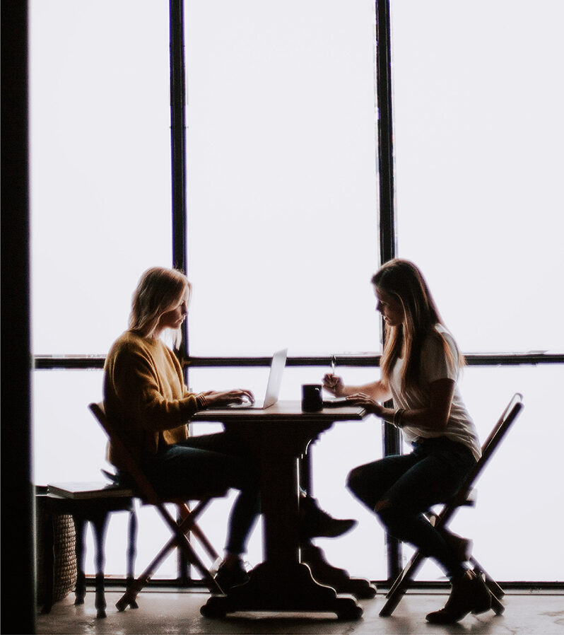 two women meeting